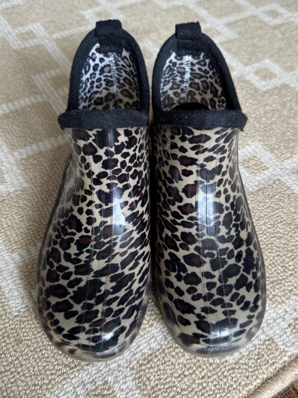 Capelli Leopard Print Rain Boots Ankle Waterproof Rubber Size 7 - Picture 10 of 12